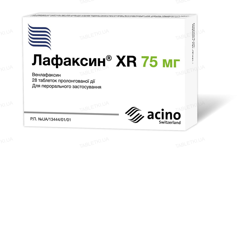ЛАФАКСИН® XR АСІНО таблетки пролонгованої дії по 75 мг №28